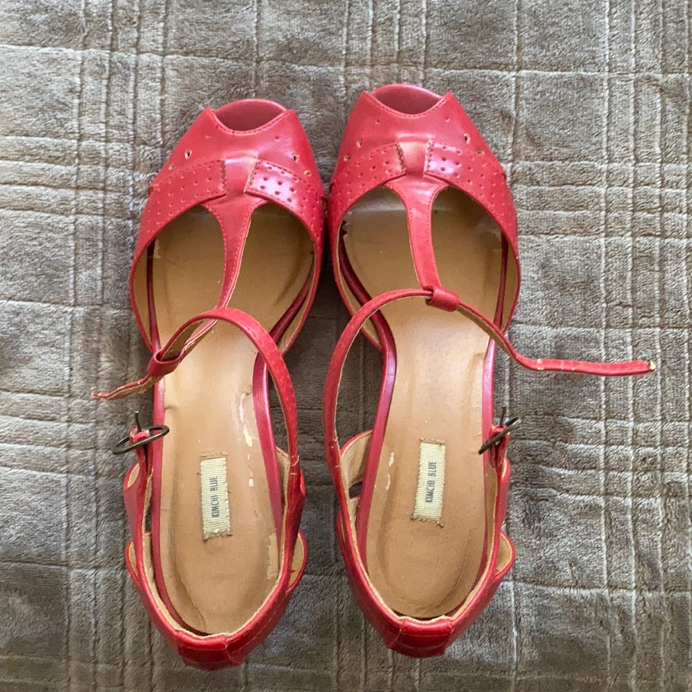 Kimchi Blue Red Peep Toe Heels